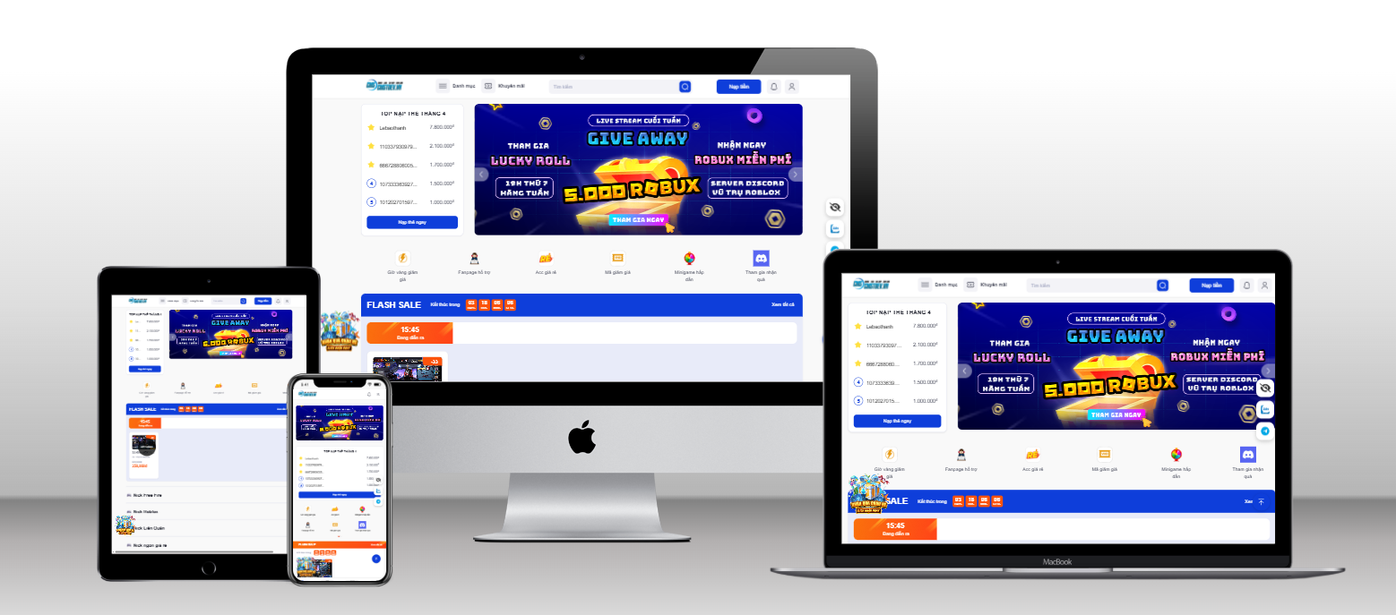 Code bán acc game đủ loại, bán vật phẩm, cày thuê, vòng quay và cộng tác viên